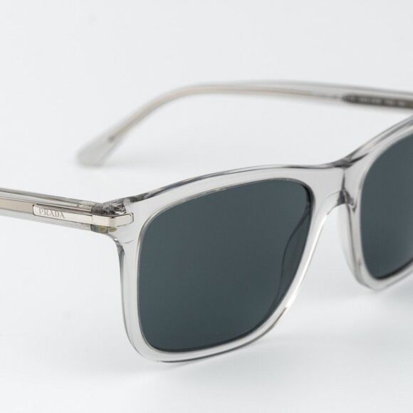Prada Men Sunglasses Grey Crystal Blue Rectangle PR18WS U430A9 BRAND NEW - Picture 7 of 11
